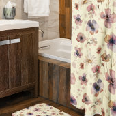 Boho Cream Blush Watercolor Wildflower シャワーカーテン