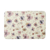 Boho Cream Blush Watercolor Wildflower バスマット (正面)