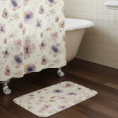Boho Cream Blush Watercolor Wildflower バスマット