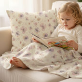 Boho Cream Blush Watercolor Wildflower フリースブランケット