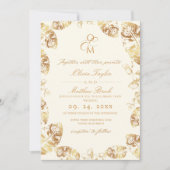 Boho Cream Gold | Elegant Fall Wedding 招待状 (正面)
