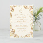 Boho Cream Gold | Elegant Fall Wedding 招待状 (スタンド正面)