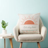 Boho Cream Let's Stay Home Pillow Sunrise Design  クッション (椅子)