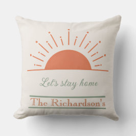Boho Cream Let's Stay Home Pillow Sunrise Design  クッション