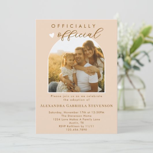 Boho Cream Pastel Official Adoption Day Party 招待状 (スタンド正面)
