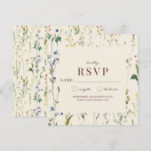 Boho Cream Wildflower RSVPカード(David & Jamie) (正面/裏面)