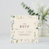 Boho Cream Wildflower RSVPカード(David & Jamie) (スタンド正面)