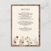Boho Cream Wildflower Wood Wedding Details エンクロージャーカード (正面)
