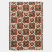 Boho Crochet Granny Square Retro Floral  スローブランケット (正面縦)