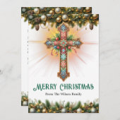 Boho Cross with Intricate Patterns Christmas  シーズンカード (正面/裏面)