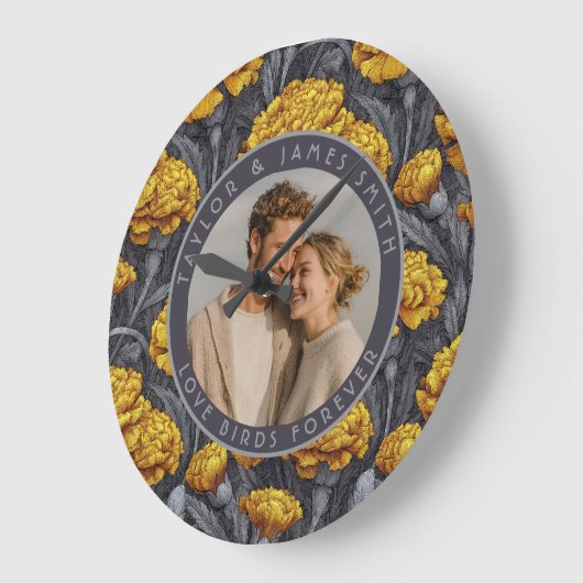 Boho Custom Carnation Inspired Mountain Wedding ラージ壁時計 (傾斜)