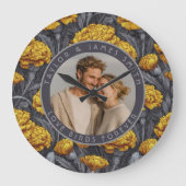 Boho Custom Carnation Inspired Mountain Wedding ラージ壁時計 (正面)