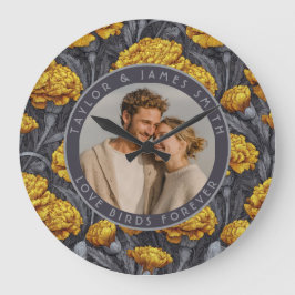 Boho Custom Carnation Inspired Mountain Wedding ラージ壁時計