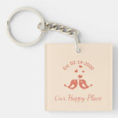 Boho custom Est Date Love Birds キーホルダー (正面)