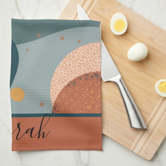 Boho Custom Name キッチンタオル (四つ折り)