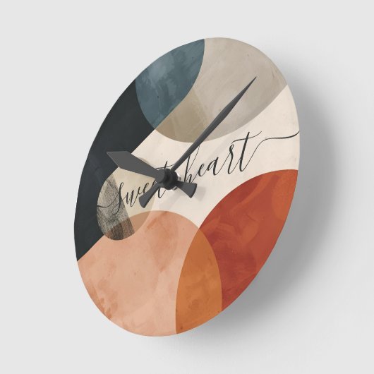 Boho Custom Name ラウンド壁時計 (傾斜)