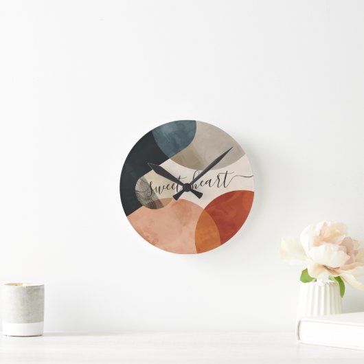 Boho Custom Name ラウンド壁時計 (ホーム)