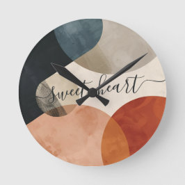 Boho Custom Name ラウンド壁時計