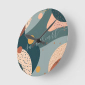 Boho Custom Name ラウンド壁時計 (傾斜)