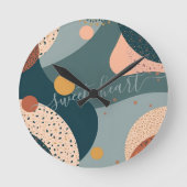 Boho Custom Name ラウンド壁時計 (正面)