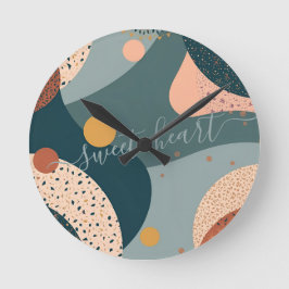 Boho Custom Name ラウンド壁時計