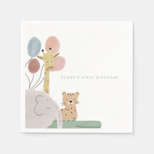 Boho cute animal birthday partyナプキン スタンダードカクテルナプキン