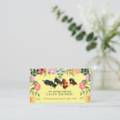 Boho Cute Dachshund Pet Sitting Wildflowers Yellow 名刺 (スタンド正面)