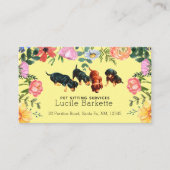 Boho Cute Dachshund Pet Sitting Wildflowers Yellow 名刺 (正面)