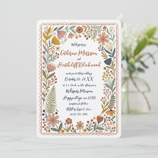 Boho Cute Ghosts Wedding Invitation 招待状 (スタンド正面)