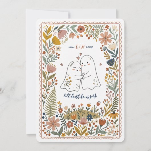 Boho Cute Ghosts Wedding Invitation 招待状 (裏面)
