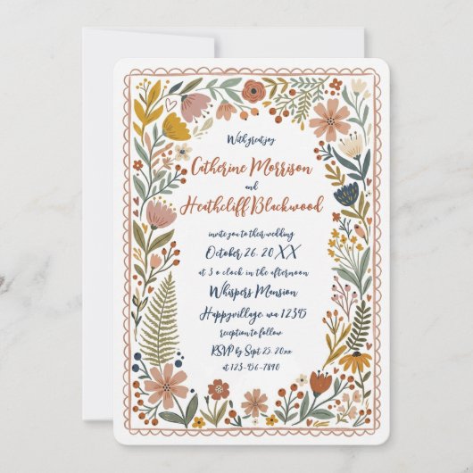 Boho Cute Ghosts Wedding Invitation 招待状 (正面)