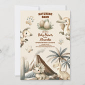 Boho Cute Hatching近日恐竜の赤ちゃんシャワー 招待状 (正面)