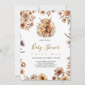 Boho Cute Highland Cow Baby Shower (正面)