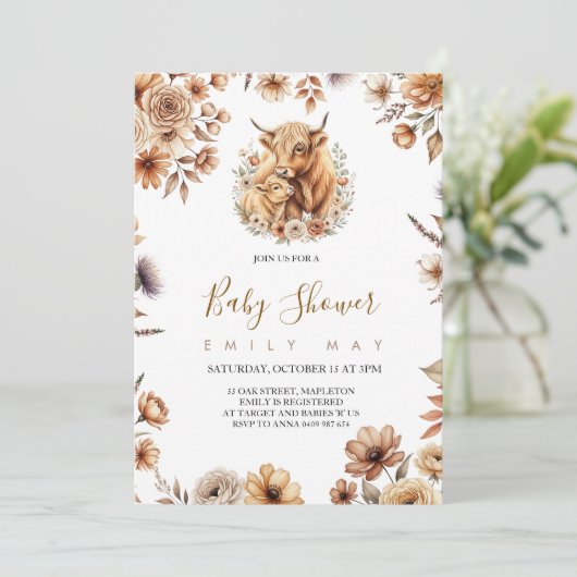 Boho Cute Highland Cow Baby Shower (スタンド正面)