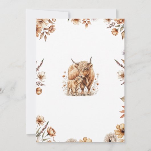Boho Cute Highland Cow Baby Shower (裏面)