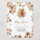 Boho Cute Highland Cow Baby Shower (正面/裏面)