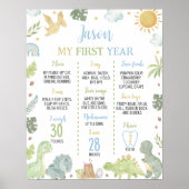 Boho Cute Liutions 1st Birthday Milestoneサイン ポスター (正面)