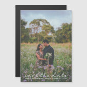 Boho Cute Script Photo Save The Date Magnetic Card マグネット招待状 (正面/裏面)