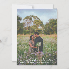 Boho Cute Script Photo Save The Date Magnetic Card マグネット招待状