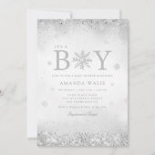 Boho Cute Water Color Blue男の子の赤ちゃんシャワー 招待状 (正面)