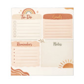 Boho Daily Planner Notepad – To Do, Goals & Notes  ノートパッド (正面)