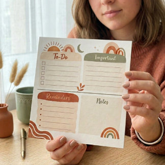 Boho Daily Planner Notepad – To Do, Important, Rem ノートパッド