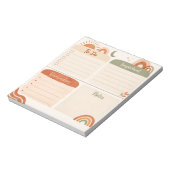 Boho Daily Planner Notepad – To Do, Important, Rem ノートパッド (回転)