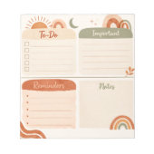 Boho Daily Planner Notepad – To Do, Important, Rem ノートパッド (正面)