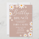Boho Daisies Birthday Brunch Party Invitation 招待状 (正面)