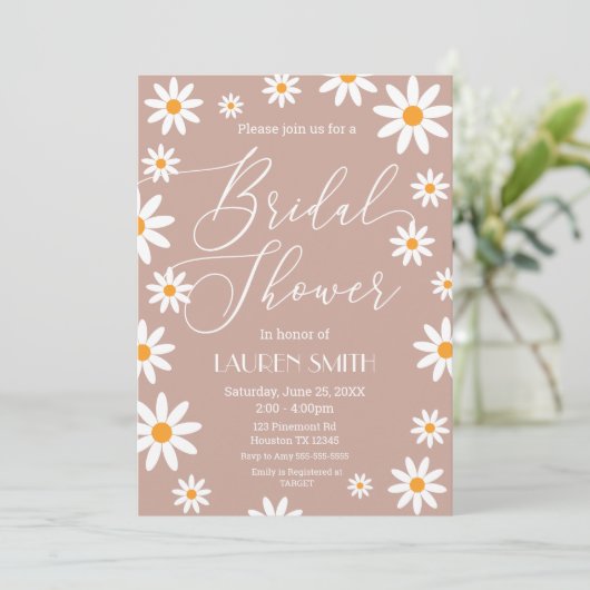 Boho Daisies Bridal Shower party 招待状 (スタンド正面)