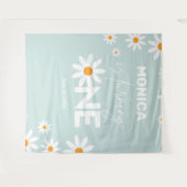Boho Daisies One Birthday Party banner タペストリー (正面(横))