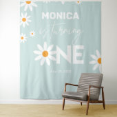 Boho Daisies One Birthday Party banner タペストリー (インサイチュ)