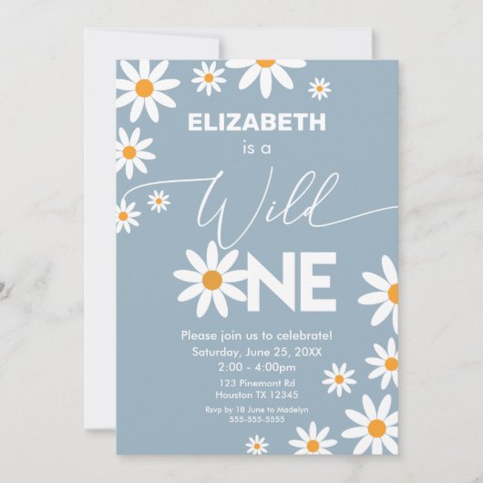 Boho Daisies Wild One Birthday Party invitation 招待状 (正面)