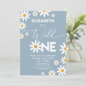 Boho Daisies Wild One Birthday Party invitation 招待状 (スタンド正面)